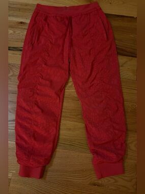 Women's Red Track Jogger Pants - Comfortable Drawstring Waist
